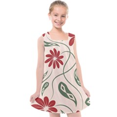  Folk Flowers Floral Art Print Flowers Abstract Art  Kids  Cross Back Dress by Eskimos