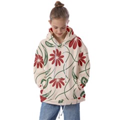  Folk Flowers Floral Art Print Flowers Abstract Art  Kids  Oversized Hoodie by Eskimos