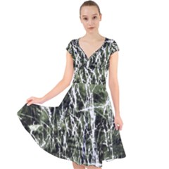 Abstract Light Games 6 Cap Sleeve Front Wrap Midi Dress by DimitriosArt