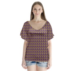 Olimedpurp V-neck Flutter Sleeve Top by violetheavensky