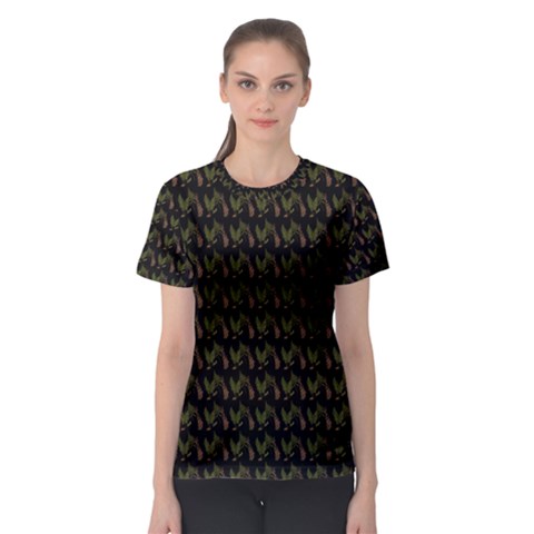 Fern Pattern 2 Black Women s Sport Mesh Tee by violetheavensky