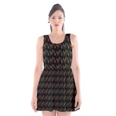 Fern Pattern 2 Black Scoop Neck Skater Dress by violetheavensky