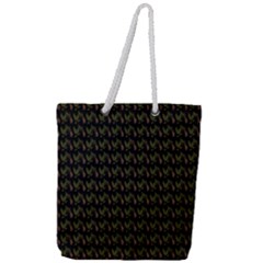 Fern Pattern 2 Black Full Print Rope Handle Tote (large) by violetheavensky