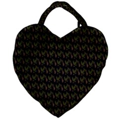 Fern Pattern 2 Black Giant Heart Shaped Tote by violetheavensky