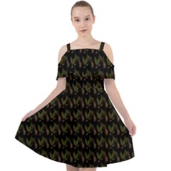 Fern Pattern 2 Black Cut Out Shoulders Chiffon Dress by violetheavensky