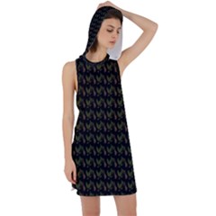 Fern Pattern 2 Black Racer Back Hoodie Dress by violetheavensky