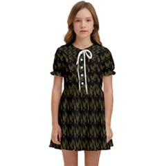 Fern Pattern 2 Black Kids  Sweet Collar Dress by violetheavensky