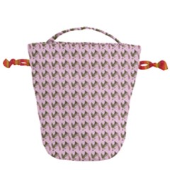 Fern Pattern 2 Pink Drawstring Bucket Bag by violetheavensky