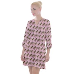 Fern Pattern 2 Pink Open Neck Shift Dress by violetheavensky