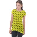 Fern Pattern 2 Yellow Cap Sleeve High Low Top View1