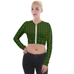 Kawaii Pumpkin Patt Green Long Sleeve Cropped Velvet Jacket by violetheavensky