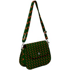 Kawaii Pumpkin Patt Green Saddle Handbag by violetheavensky