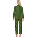 Kawaii Pumpkin Patt Green Womens  Long Sleeve Velvet Pocket Pajamas Set View2