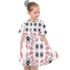 Folk Flowers Print Floral Pattern Ethnic Art Kids  Sailor Dress by Eskimos