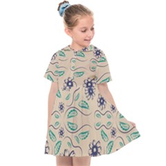 Folk Flowers Print Floral Pattern Ethnic Art Kids  Sailor Dress by Eskimos