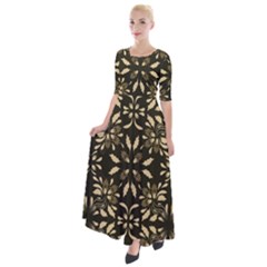 Folk Flowers Print Floral Pattern Ethnic Art Half Sleeves Maxi Dress by Eskimos