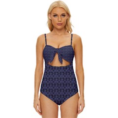 Fu Manchu Knot Front One-piece Swimsuit by Sparkle