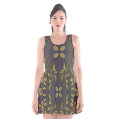 Folk Flowers Print Floral Pattern Ethnic Art Scoop Neck Skater Dress by Eskimos