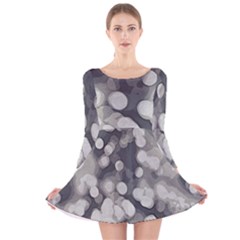 Gray Circles Of Light Long Sleeve Velvet Skater Dress by DimitriosArt