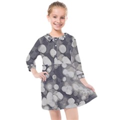 Gray Circles Of Light Kids  Quarter Sleeve Shirt Dress by DimitriosArt