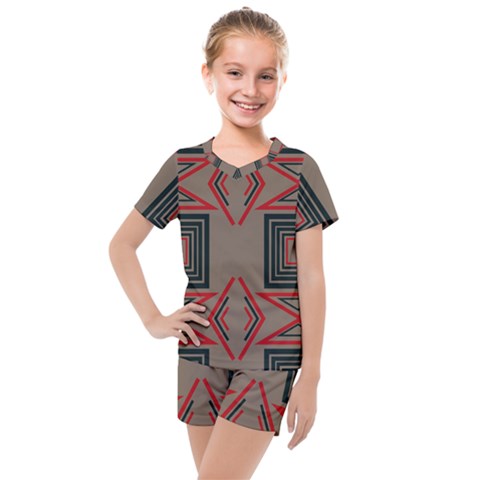 Abstract Pattern Geometric Backgrounds   Kids  Mesh Tee And Shorts Set by Eskimos