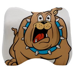 Bulldog-cartoon-illustration-11650862 Velour Head Support Cushion by jellybeansanddinosaurs