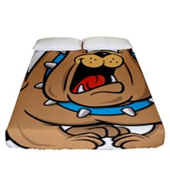 Bulldog-cartoon-illustration-11650862 Fitted Sheet (queen Size) by jellybeansanddinosaurs