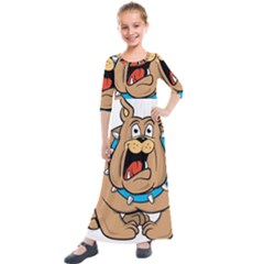 Bulldog-cartoon-illustration-11650862 Kids  Quarter Sleeve Maxi Dress by jellybeansanddinosaurs