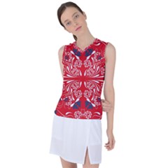 Floral Folk Damask Pattern Fantasy Flowers  Women s Sleeveless Sports Top by Eskimos