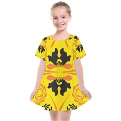 Floral Folk Damask Pattern Fantasy Flowers  Kids  Smock Dress by Eskimos