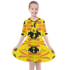 Floral Folk Damask Pattern Fantasy Flowers  Kids  All Frills Chiffon Dress by Eskimos