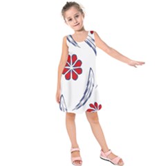 Folk Flowers Print Floral Pattern Ethnic Art Kids  Sleeveless Dress by Eskimos