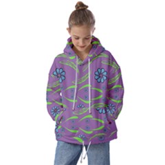 Folk Flowers Print Floral Pattern Ethnic Art Kids  Oversized Hoodie by Eskimos