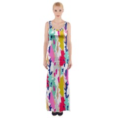 Acryl Paint Thigh Split Maxi Dress by CoshaArt