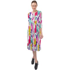 Acryl Paint Ruffle End Midi Chiffon Dress by CoshaArt