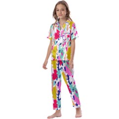 Acryl Paint Kids  Satin Short Sleeve Pajamas Set by CoshaArt