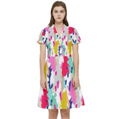 Acryl Paint Short Sleeve Waist Detail Dress by CoshaArt