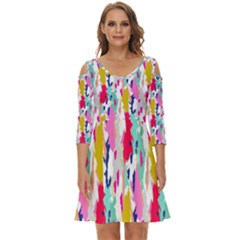 Acryl Paint Shoulder Cut Out Zip Up Dress by CoshaArt