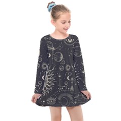 Mystic Patterns Kids  Long Sleeve Dress by CoshaArt