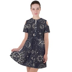 Mystic Patterns Short Sleeve Shoulder Cut Out Dress  by CoshaArt