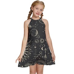 Mystic Patterns Kids  Halter Collar Waist Tie Chiffon Dress by CoshaArt