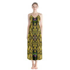 Fanciful Fantasy Flower Forest Button Up Chiffon Maxi Dress by pepitasart