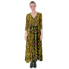 Fanciful Fantasy Flower Forest Button Up Maxi Dress by pepitasart