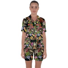 Tropical Pattern Satin Short Sleeve Pajamas Set by CoshaArt