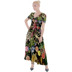 Tropical Pattern Button Up Short Sleeve Maxi Dress by CoshaArt