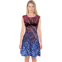 Autumn Fractal Forest Background Capsleeve Midi Dress by Amaryn4rt