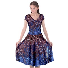 Autumn Fractal Forest Background Cap Sleeve Wrap Front Dress by Amaryn4rt