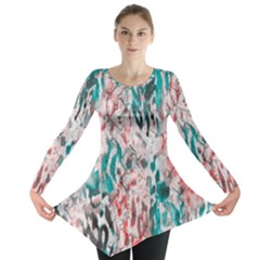 Colorful Spotted Reptilian Coral Long Sleeve Tunic  by MickiRedd