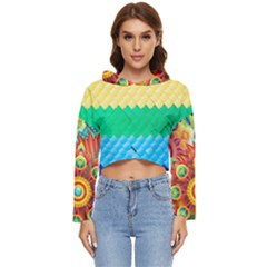 Mandalas-1084082 Textured-rainbow Women s Lightweight Cropped Hoodie by jellybeansanddinosaurs