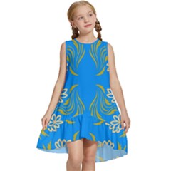 Floral Folk Damask Pattern  Kids  Frill Swing Dress by Eskimos